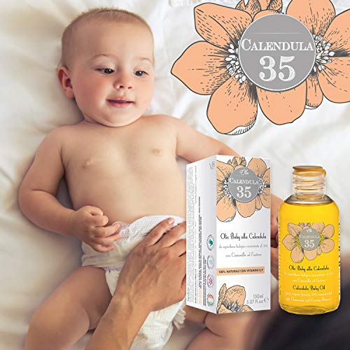 Dulàc - Aceite para el cuerpo a base de caléndula concentrada al 35% - 150 ml - 100% NATURAL - Para niños y adultos - con vitaminas E y F - 100% Made in Italy - Calendula 35