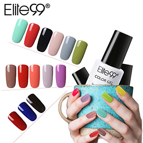 Elite99 Esmalte de Uñas 3 en 1, Esmaltes Semipermenentes para Uñas, 6pcs Kit de Uñas de Gel One Step, Soak off Pintauñas de Colores para Manicura, Tamaño Pequeño 7ml - 004