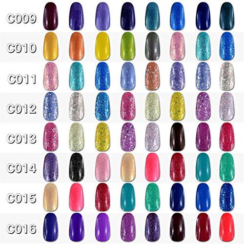 Elite99 Kit Uñas de Gel Esmalte Semipermanente 8pcs Colore Gel Coat Shellac Laca Soak Off Top Coat Base Coat UV LED Manicura Arte 7ml-C002