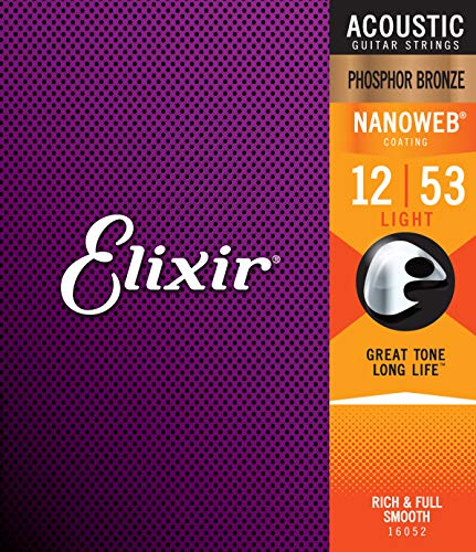 Elixir 16052 - Juego de cuerdas para guitarra acústica de fósforo/bronce.012-0.053