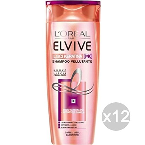 ELVIVE - Lote de 12 champús de queratina lisos para el cuidado y el tratamiento del cabello