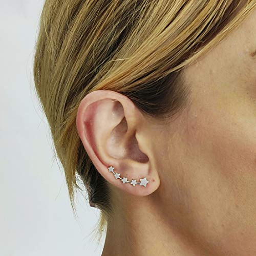 ENTREPLATA Pendientes Trepadores Ear Climber Plata de Ley 925 5 Estrellas.