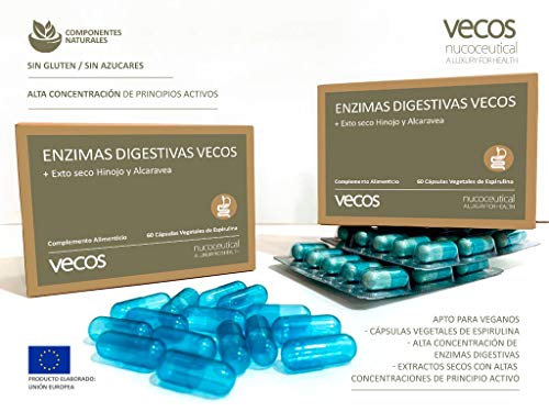 Enzimas digestivas con alta concentración de papaína, bromelina y digezyme para mejorar la digestión y ayudar a la absorción de nutrientes – Mejora la salud gastrointestinal – 60 cápsulas vegetales