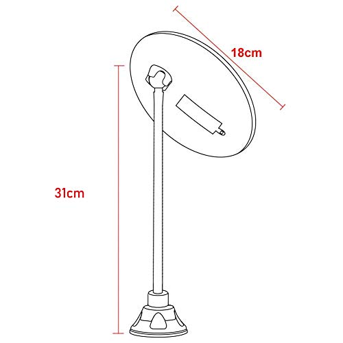 Espejo de Maquillaje de Cuello de Cisne Redondo con Luz LED, Aumento 10X, con Ventosa de Sujeción, Flexible y Ajustable 360˚, Blanco