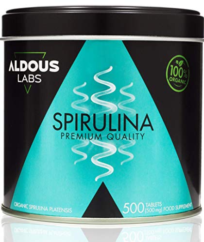 Espirulina Ecológica Premium para 9 Meses - 500 comprimidos de 500mg con 99% BIO Spirulina - Vegano, Saciante, DETOX - Libre de Plástico - Certificación Ecológica Oficial