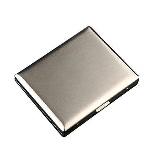 Estuche para Cigarrillos de Acero Inoxidable Cepillado de Metal, Porta Cigarrillos Ultrafino para Hombres, Puede Contener 20 Cigarrillos, Tamaño 95 * 80 * 15 Mm