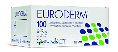 Euroderm (cm 10 x cm 12) Apósito Estéril Transparente Adhesivo Hecho de Una Pelicula Altamente Resistente de Poliuretano, 50 Unidades