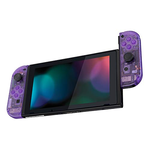 eXtremeRate Carcasa Transparente para Joy-con de Nintendo Switch, Funda de Agarre de reemplazo Joycon Shell con Botón Completo para Nintendo Switch No Incluye la Carcasa de la Consola (Violeta)