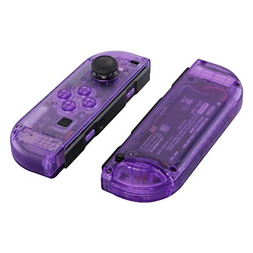 eXtremeRate Carcasa Transparente para Joy-con de Nintendo Switch, Funda de Agarre de reemplazo Joycon Shell con Botón Completo para Nintendo Switch No Incluye la Carcasa de la Consola (Violeta)