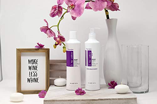 FANOLA Conjunto de Champú + Anti-amarilleo de pelo gris con mechas rubias y máscara amarilla, 2 x 350 ml.