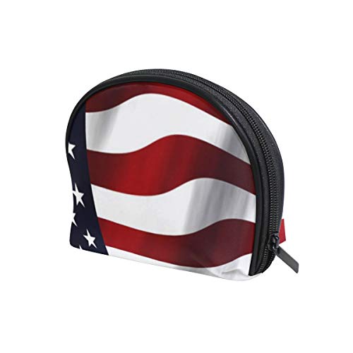 FANTAZIO maquillaje cremallera bolsa de la bandera de Estados Unidos americano bolso organizador