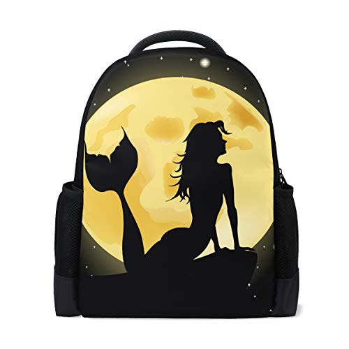 FANTAZIO Mochila de la Bella Sirena en la luna llena patrón mochila escolar Daypack