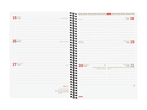 Finocam - Agenda Curso 2020-2021 E10, 155 x 212 Semana Vista Apaisada Espir Nobel, Azul, Catalán