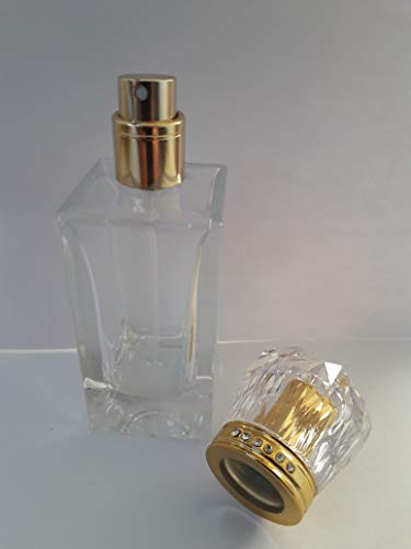 Frasco de perfume de cristal vacío, con atomizador, recargable, 50 ml.