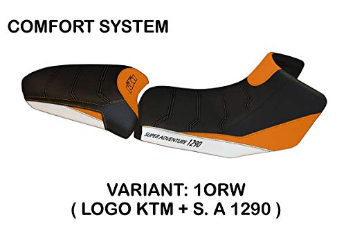 Funda de sillín para KTM 1290 Super Adventure S-T modelo Panarea Special Color Comfort tapicería Italia Arancione/Bianco