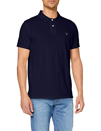 GANT Solid Pique SS Rugger, Polo para Hombre, Azul (Evening Blue), 56  (Talla del Fabricante: 3XL)