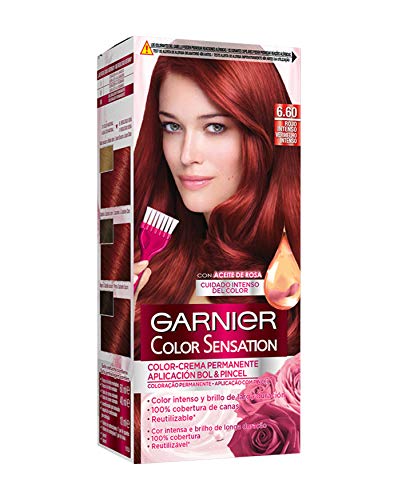 Garnier Color Sensation - Tinte Permanente Rojo Intenso 6.60, disponible en más de 20 tonos