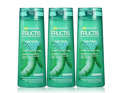 Garnier Fructis Champú Pure Fresh Agua de Coco - 360 ml - [pack de 3]