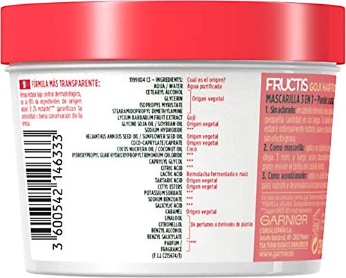 Garnier Fructis Hair Food Goji Mascarilla Reaviva el Brillo 3 en 1 - 390 ml