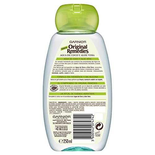 Garnier Original Remedies Champú Agua de Coco y Aloe Vera 250 ml