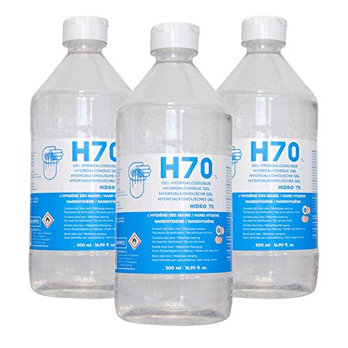 Gel Hidroalcohólico Higienizante manos 3 x 500 ml. 70% Alcohol con Aloe Vera + Regalo Protector Desechable (Total 1500 ml.)