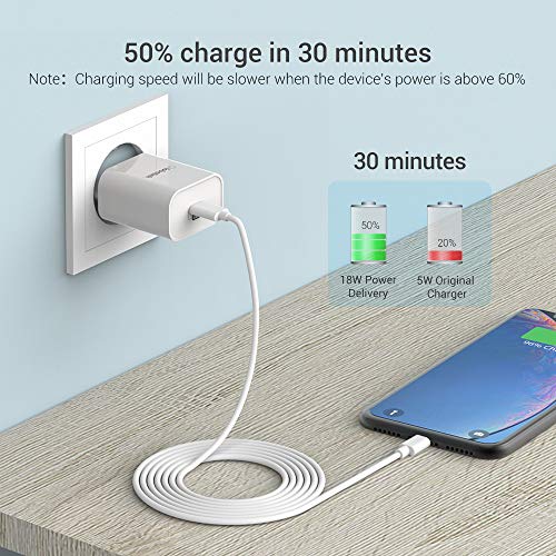 GlobaLink Cargador Rapido iPhone MFi Certificado, 18W Cargador de Pared USB C + 2M Cable USB C a Lightning - Power Delivery 3.0 Carga Rápida para iPhone SE 2020/11 Pro Max/11 Pro/11/Xs MAX/XS/XR/X/8