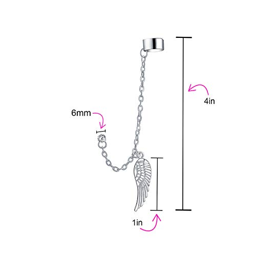 Guardián ángel ala pluma tubo de autotílago lóbulo de la oreja Helix warp cadena oído puño pendiente cristal Stud Unisex acero inoxidable