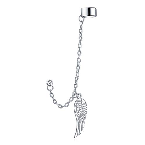 Guardián ángel ala pluma tubo de autotílago lóbulo de la oreja Helix warp cadena oído puño pendiente cristal Stud Unisex acero inoxidable