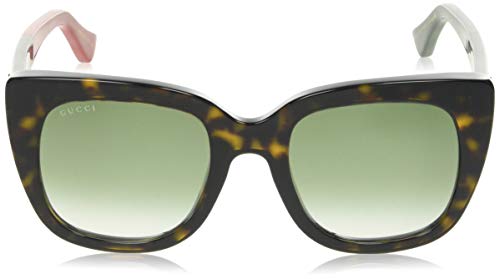 Gucci GG0163S-004 Gafas de sol, Havana/Rojo/Verde, 51 para Mujer