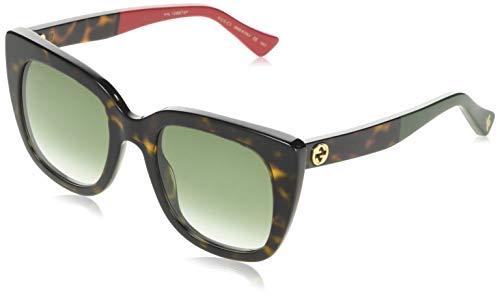Gucci GG0163S-004 Gafas de sol, Havana/Rojo/Verde, 51 para Mujer