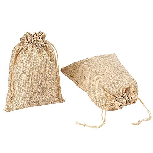 Gudotra Acerca de 100pcs Bolsa de Lino con Cordón para Joyería Regalos Arroz Boda Navidad Bolsitas de Tela Saco 10 * 14cm (100pcs 10 * 14cm)