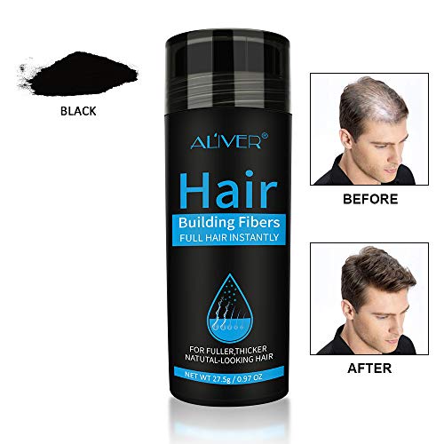 Hair Building Fibers, Nature Keratin Hair Building Fibers, Full Hair Instantly,Professional Quality Fiber Hair Powder Spray for Men and Women (Black)