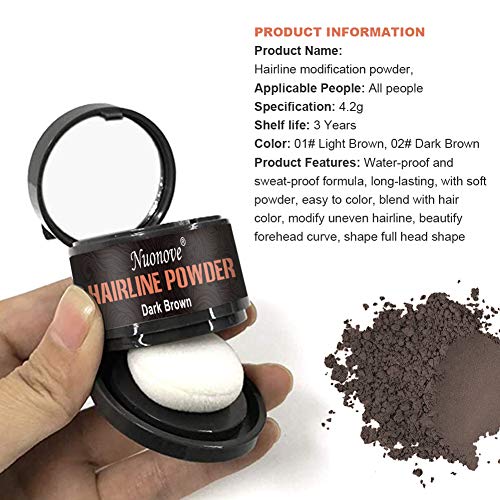 Hairline Powder, Rayita en Polvo, Sombra pelo Hair Line, Corrector profesional de la raíz del cabello para maquillaje para hombres y mujeres, Impermeable, Marrón claro/Marrón oscuro