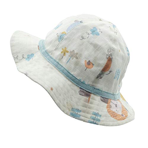 Happy Cherry - Sombrero Pescador de Protección Solar para Niños Niñas Bebé Gorro de Sol Cartoon para Playa Viajes Vacaciones Hat Lindo para Primavera Verano Algodón - Blanco - 50cm(18-36 Meses)