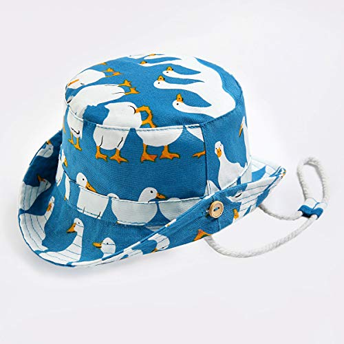 Happy Cherry - Sombrero Pescador para Bebé Niños Niñas Verano Infantil Gorra Protectora del Sol Cartoon para Playa Vacaciones Bucket Hat Estampado de Pato Azul - 50cm(18-36 Meses)