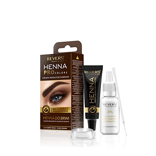 Henna Pro colors para cejas bio fórmula cremosa Henna con aceite de argán y aceite de ricino (3.0 marrón oscuro)