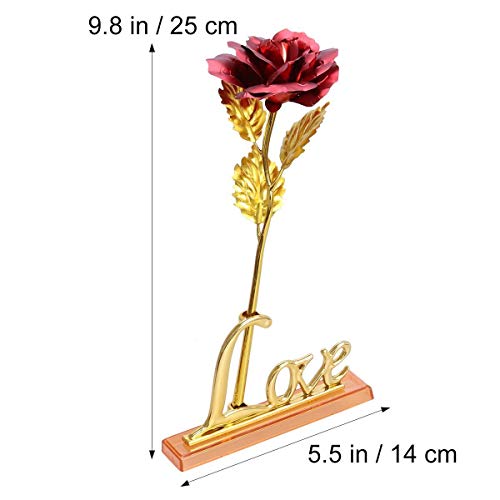 Hoja de Oro 24K Rosa, Flores Artificiales de Rose con Soporte de exhibición en Caja de Regalo, día de San Valentín, día de la Madre, Aniversario, cumpleaños, Boda, Navidad