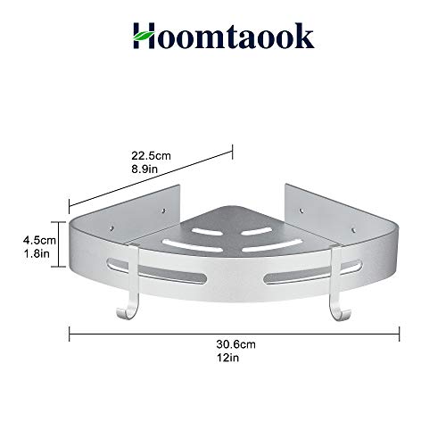 Hoomtaook Estanteria Ducha sin Taladros Estanteria Baño Ducha Rinconera Estantería de Esquina para Baño Ducha Aluminio, Acabado Mate, Estantes, 2 piezas Plata