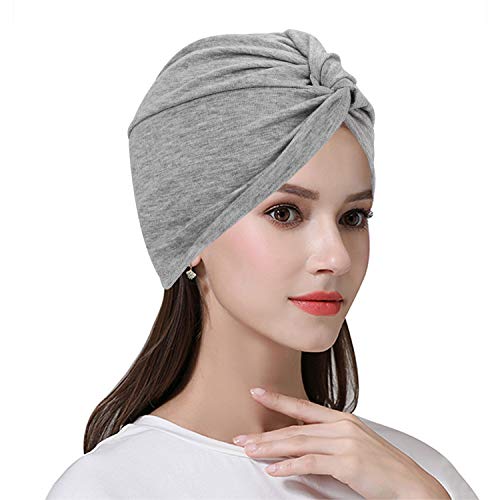IBLUELOVER - Gorro para mujer, turbante musulmán, banda elástica, transpirable, de algodón, bandana, para peinado a la moda, indio contra la caída del cabello