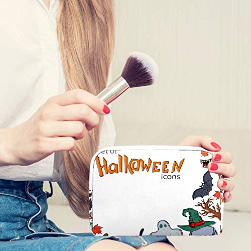 Iconos de Halloween pequeño bolso de maquillaje para bolso de viaje bolsa de maquillaje bolsa de cosméticos