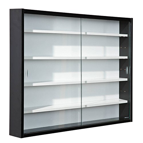 Inter Link Simply Vitrina de madera MDF y vidrio, Negro, 80 x 9.5 x 60 cm