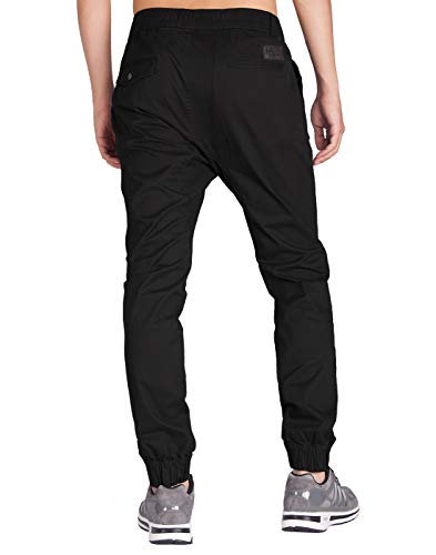 ITALY MORN Pantalones Negro Joggers Hombre Slim Fit L Negro