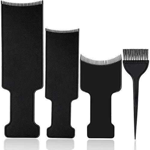 Juego de 4 Piezas Cepillos y Tablero de Resaltado Balayage, 3 Piezas Tablero de Peine Plano Superior Paleta Balayage y 1 Pieza Pincel de Colorear Cabello para Tinte de Cabello Usos de Salón