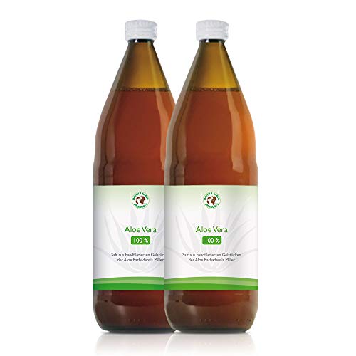 Jugo 100% orgánico de Aloe Vera | Fileteado a mano | Rico en ingredientes naturales | Promedio 1200 mg / l Aloverose | 2 x 1000ml