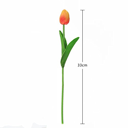 JUSTOYOU Tulip Real, Flores Artificiales para Ramos de Boda, hogar, Hotel, decoración de jardín, Eventos, Navidad, como Regalo, Naranja, 20 Piezas.