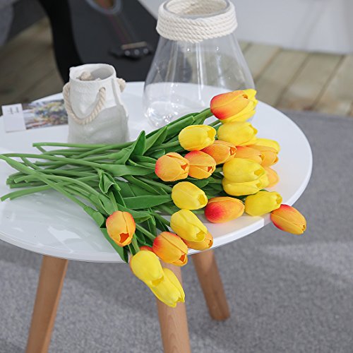 JUSTOYOU Tulip Real, Flores Artificiales para Ramos de Boda, hogar, Hotel, decoración de jardín, Eventos, Navidad, como Regalo, Naranja, 20 Piezas.