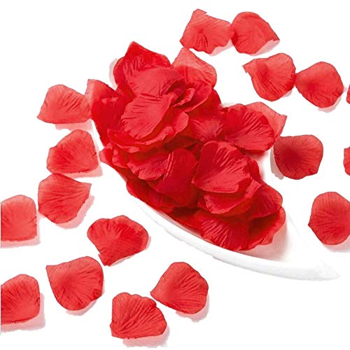 JZK 1000 x Pétalos de Rosa en Seda Rojo para decoración Confeti Boda Fiestas pétalos decoración para el día San valentín Bodas Fiestas Confeti o Fiesta Compromiso, Evento romántico
