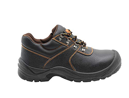 KAM-LITE - Botas de trabajo para hombre, impermeables, antideslizantes, de cuero, puntera de acero, puntera de acero, para trabajar al tobillo y senderismo, color Negro, talla 5 UK