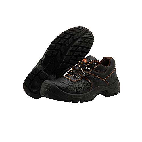 KAM-LITE - Botas de trabajo para hombre, impermeables, antideslizantes, de cuero, puntera de acero, puntera de acero, para trabajar al tobillo y senderismo, color Negro, talla 5 UK