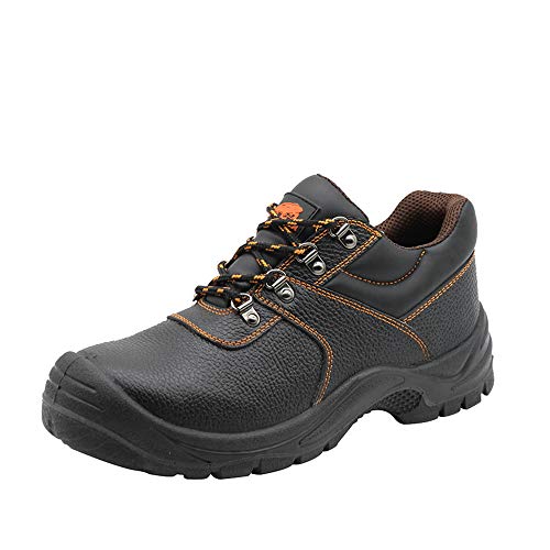 KAM-LITE - Botas de trabajo para hombre, impermeables, antideslizantes, de cuero, puntera de acero, puntera de acero, para trabajar al tobillo y senderismo, color Negro, talla 5 UK